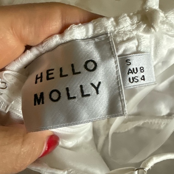 Hello Molly United Hearts White Embroidered Floral mini Dress White Small 4 - Picture 10 of 12